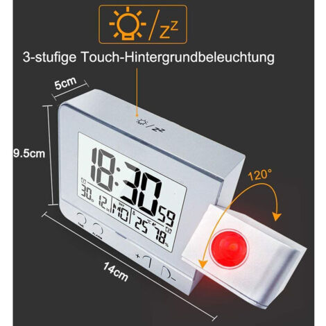 Réveil Projecteur Plafond LED - Affichage Heure, Date, Température - Projection 180° Réglable - Alimentation USB - Idéal Pour Chambre