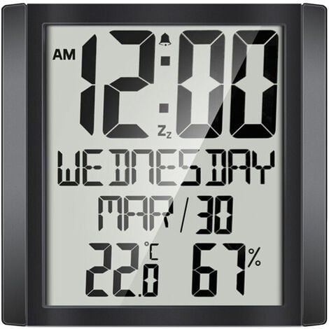 Horloge Murale NuméRique avec TempéRature et Humidité 8,6 Pouces Grand  Affichage Heure / Date / Semaine RéVeil