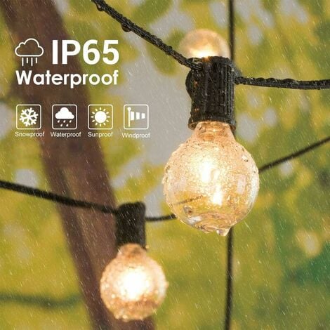 Guirlande Guinguette Extérieure Ampoules Guirlande Lumineuse Interieur avec 3 Rechange Guirlande Guinguette Raccordable Étanche IP65 Jardin Parasol Terrasse Mariage Pergola-Blanc Chaud