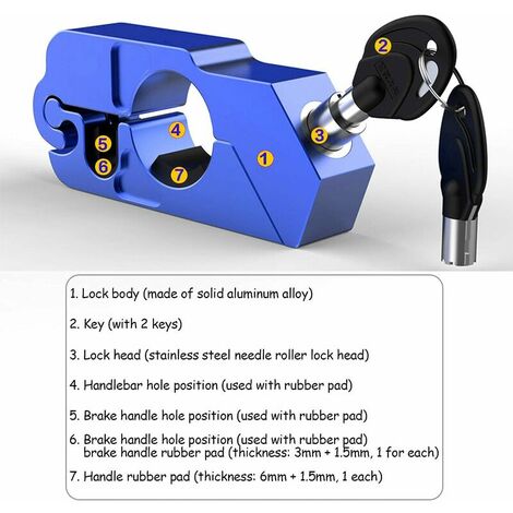 Verrou de Frein pour Moto, Alliage daluminium Verrouillage de Guidon pour  Moto Serrure Antivol Verrouillage de Sécurité (Bleu) : : Auto et  Moto