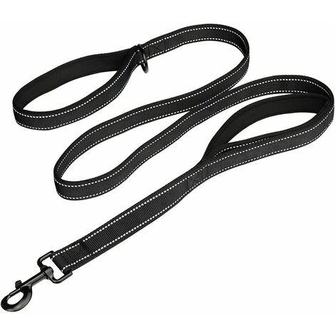 Grande laisse pour chien, 1,5 m Double poignées Laisse pour chien en nylon robuste et robuste avec 2 poignées rembourrées