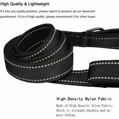 Grande laisse pour chien, 1,5 m Double poignées Laisse pour chien en nylon robuste et robuste avec 2 poignées rembourrées