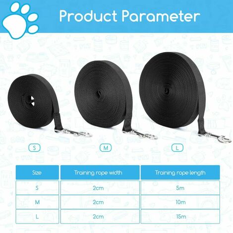 Longe pour Chien  15m, Laisse de Dressage pour Chien pour Chiens de Petites à Grandes Taille