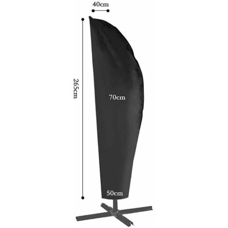 Housse De Parasol Avec Tige Télescopique – Tissu Oxford 210D Imperméable Et Coupe-vent, Fermeture éclair Cordon Réglable – Pour Parasol Cantilever 2 Mètres, Protection Soleil/pluie/neige