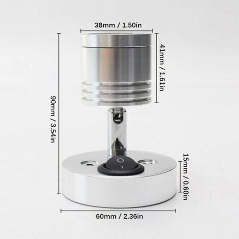 2 pièces 12V LED Spot Lampe de Lecture Murale Lampe de Chevet Interrupteur réglable Camping-Car e cylindrique Flexible éclairage intérieur pour Bateau Camping-Car (Argent)