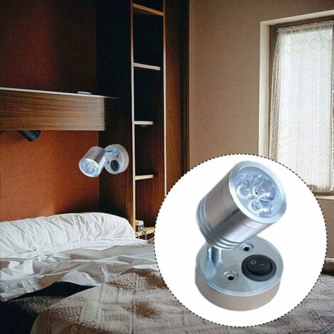 2 pièces 12V LED Spot Lampe de Lecture Murale Lampe de Chevet Interrupteur réglable Camping-Car e cylindrique Flexible éclairage intérieur pour Bateau Camping-Car (Argent)