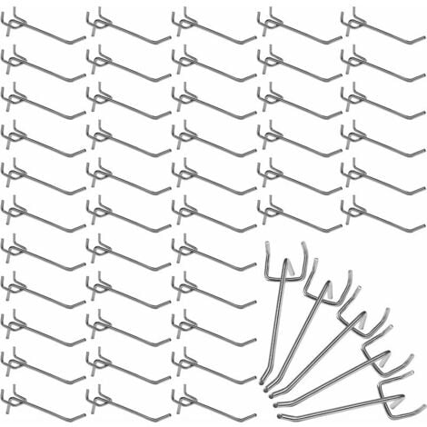 Crochets pour panneaux perforés en acier (50 pièces) - 10 cm