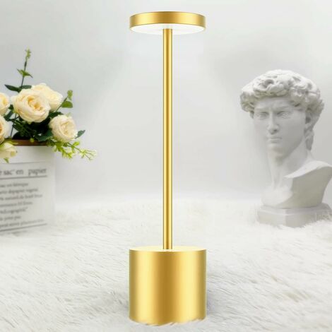 Lampe de table sans fil rechargeable, Hapfish 1800mAh lampe de bureau LED en métal design charge usb, 3 modes de couleur