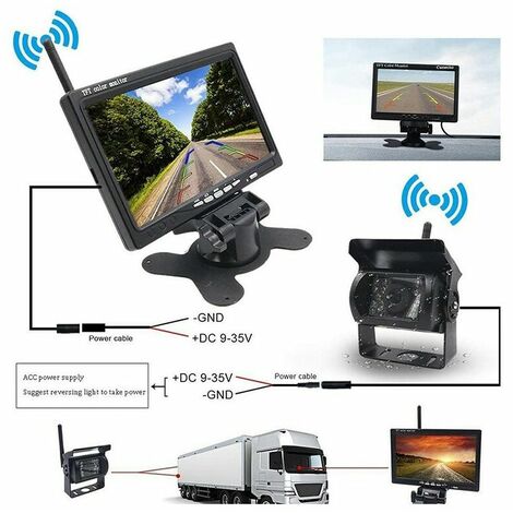 Camera de recul sans fil pour vehicule moniteur LCD de 7 pouces pour camion,  Bus, RV