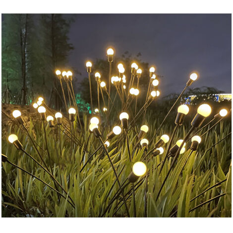 Lumière LED solaire en forme de luciole étanche décoration de jardin extérieur lumière de paysage décorative, lumière de couleur chaude, 6 lumières