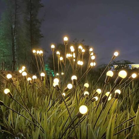 Lumière LED solaire en forme de luciole étanche décoration de jardin extérieur lumière de paysage décorative, lumière de couleur chaude, 6 lumières