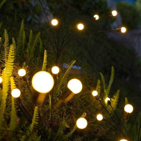 Lumière LED solaire en forme de luciole étanche décoration de jardin extérieur lumière de paysage décorative, lumière de couleur chaude, 6 lumières