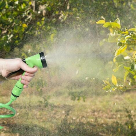 Tuyau D'arrosage Extensible TRESKO 7,5m - Avec Pistolet 10 Fonctions - Support Mural Inclus
