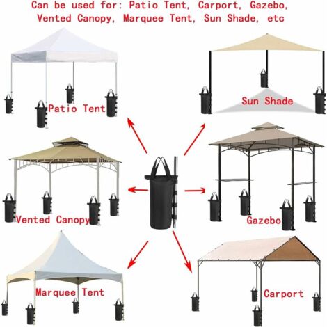 Lot De 6 Sacs De Sable Pour Tonnelle - 50 X 20 Cm, Tissu Oxford 800D, Jusqu'à 12 Kg Par Sac