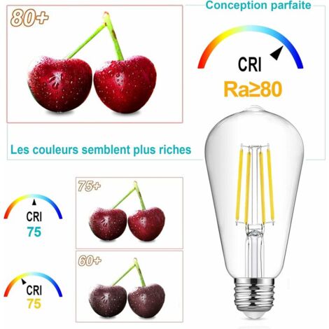 Lot de 4 ampoules à filament LED E27 ST64, 8 W 6500 K blanc froid vintage, ampoules antiques Edison vintage