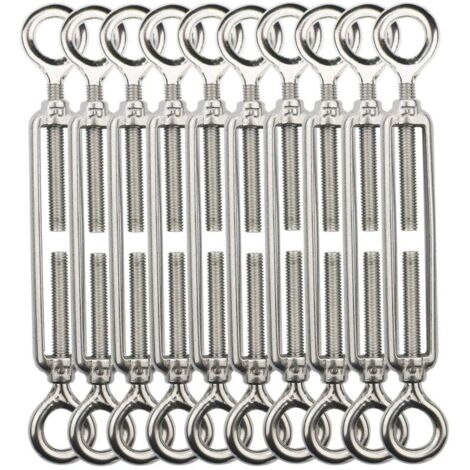 CNCYEAH Lot De 4 Tendeurs En Acier Inox 304 M10 - Crochet & Œillet, Pour Voile D'Ombre, Câble, Jardin - 4