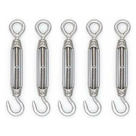 Tendeurs Acier Inoxydable M8 Lot De 4 Tendeurs M8 Acier Inoxydable 304 - Crochet Et œillet - 18,3cm - Pour Cordes Et Sangles Tendeurs Crochet œillet 18cm