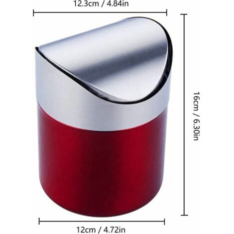 Poubelle De Bureau Mini Acier Inoxydable Doré – Petite Corbeille Avec Couvercle Pour Bureau, Voiture, Salle De Bain