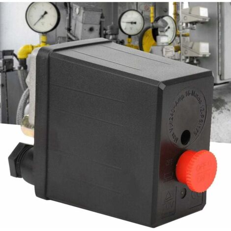 Interrupteur De Pression Pour Compresseur D'Air 90-120 PSI - 240V 16A Avec Bouton ON/OFF Rouge - 4 Entrées Féminines