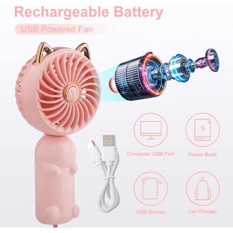 Ventilateur De Table EasyAcc 4 En 1 - 5000mAh, Miroir, Support Téléphone, 5 Vitesses, Rechargeable, Portable