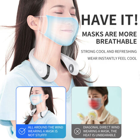 Ventilo Portable Ventilateur USB Rechargeable 5 Vitesses - Pliable, Portable Pour Cou/Bureau/Voyage - Silencieux Et Compact Mini Ventilateur Portable