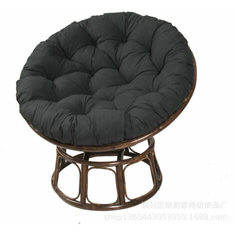 Coussin papasan rond coussin de chaise capitonné arrondi coussin de sol épais couleur unie confortable, Garden Cushion, Rattan Armchair Cushion, Hanging Chair Cushion, (Le Noir,100100cm)-sans chaise