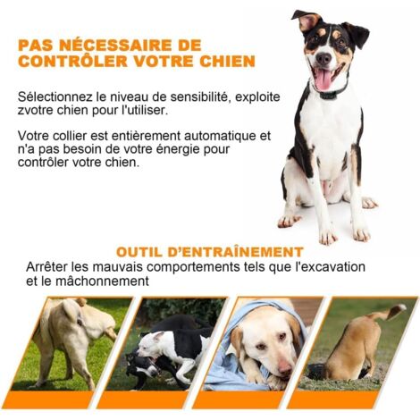 Collier Anti Aboiement Chien Rechargeable - 3 Modes Choc Électrique/Vibration/Son Aide au Dressage Inoffensif Automatique - Réglable pour Petit/Moyen/Gros Chien, Étanche IP67 Noir