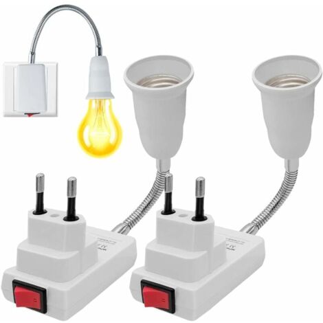 2 Douilles E27 Avec Interrupteur Et Fil 2m - Prise EU, Noir, Pour Ampoules Jusqu'à 60W