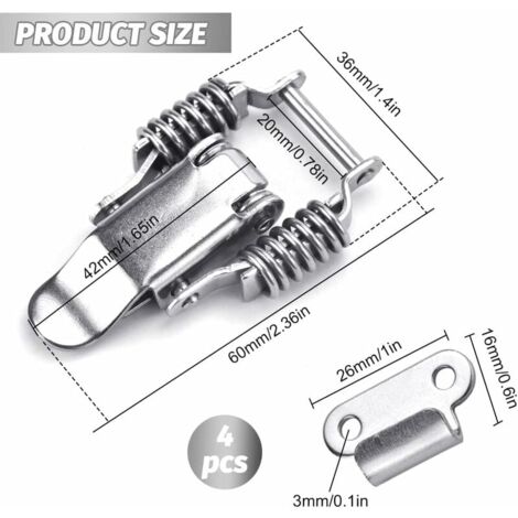 Lot De 4 Serrures à Tension Pour Valises – Acier Inoxydable – Sans Marque