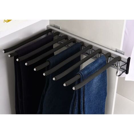 Porte-pantalons Extensible à 22 Bras En Acier Pour Pantalons, Barre De Cintre Pour Placard Pour économiser De L'espace Et Le Rangement, Charge Maximale 15 Kg, 59,4 X 45,7 X 14,5 Cm, B