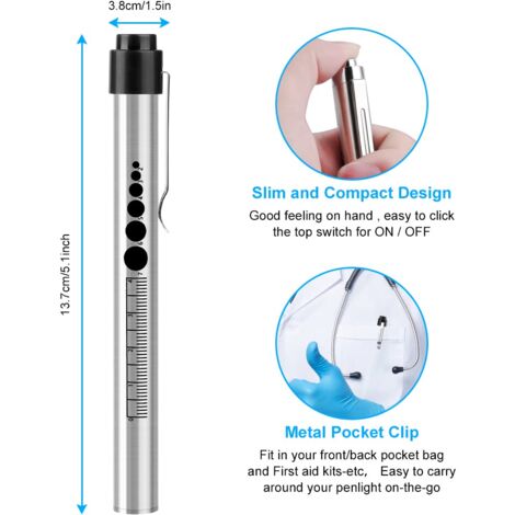 2 Penne Luminose Ricaricabili Con Misuratore Della Pupilla E Righello Penne Luminose A Led Per Infermieri E Medici Ricaricabili Luce Caldabianca~p186906762 - Foto 9