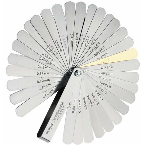CAMWAY Lot De 2 Jauges D'épaisseur En Acier Métrique/pouce 32 Lames Droites En Acier 16 Jauges Depaisseur Et 45 Lames Decalees Pour Mesurer La Largeurlepaisseur Des Outils De Mesure