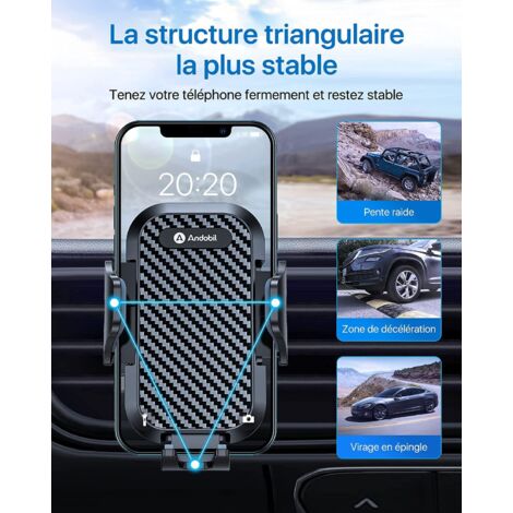 Support Téléphone Voiture - Pince Grille Aération Métal - Stable Et Sécurisé