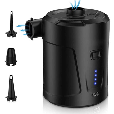 Pompe à air électrique,  Batterie Rechargeable 5000 mAh, Mini Pompe à air électrique avec 3 Buses d'air, Gonfleur Rapide pour Bateau Pneumatique / Matelas Pneumatique