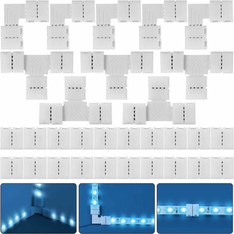 Kit Connecteurs Pour Bandes LED COB 10 Mm - 4 Connecteurs Droits, 4 En L, 4 Rallonges 13 Cm - Sans Soudure