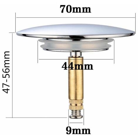 Bouchon Baignoire Laiton Chromé 72 Mm - Hauteur Réglable 45-65 Mm Avec Joint Silicone - Robuste Antifuite - 7