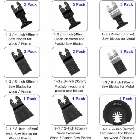 Lot De 50 Lames Pour Scie Oscillante VEVOR – Coupe Bois, Plastique, Aluminium, Taille 9x3,4 Cm