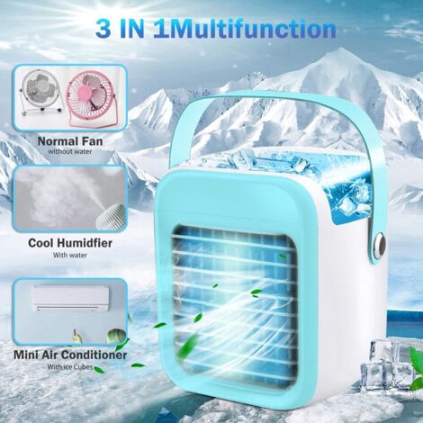 Ventilateur 3 En 1 Portable - Climatiseur, Humidificateur, LED - Blanc, Classe A++
