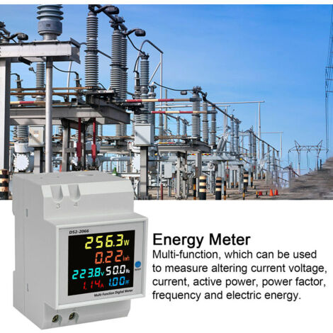 Compteur De Puissance Rail DIN Numérique - Mesure Tension Et Courant AC 50-300V, 0-100A - Avec Rétroéclairage