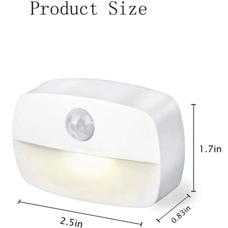 Lot de 4 lampes à détecteur de mouvement pour l'intérieur, veilleuse à détecteur de mouvement, 3 A, alimenté par batterie dans le placard, les escaliers, le couloir, la cuisine, la chambre