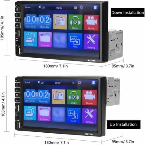 Stéréo de voiture simple DIN Écran tactile LCD 7 pouces Lecteur BT MP5 Récepteur d'autoradio FM Prise en charge TF/USB/AUX-IN Lien de téléphone portable Appel mains libres Image inversée Commande au v
