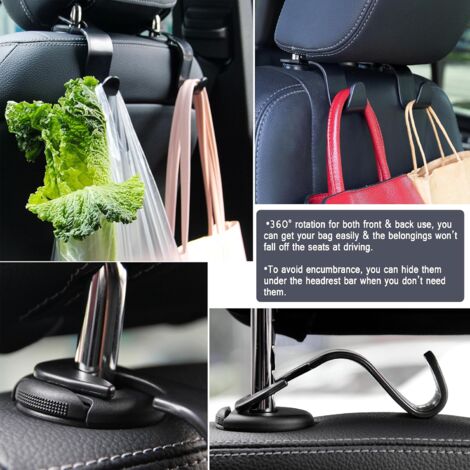 Lot De 2 Crochets Pour Appuie-tête De Voiture - Design Nœud Blanc, Support 30 Kg, Compact