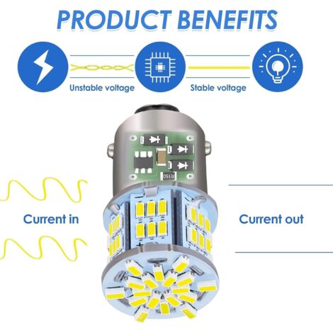 4PCS Ampoule P21W LED Voiture, Ampoule P21/5W LED 12V Ultra