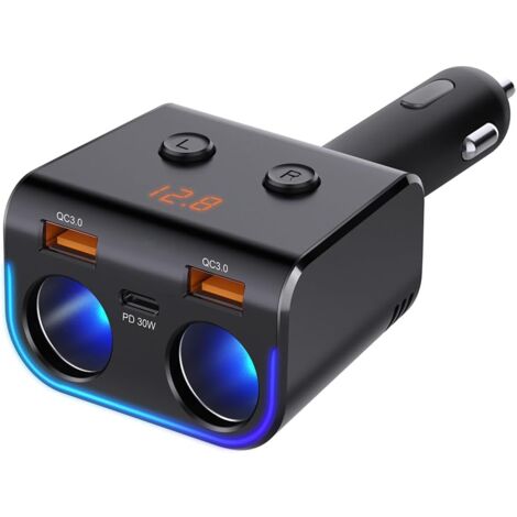 Chargeur Voiture USB-C 111W Super Rapide - Double Ports + PD + Voltmètre LED - Compatible Tous Véhicules