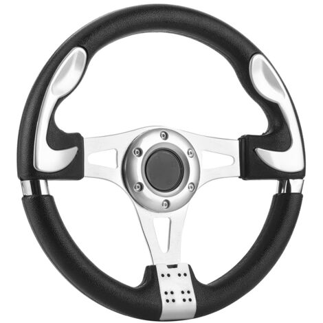 Volant De Course Noir 320mm - Aluminium Et PVC Pour Custom Auto