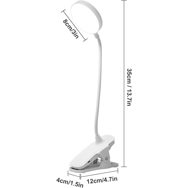 Lampe de Bureau de Style Rétro Sans Écran Clignotant Protection des Yeux Usb  Chargeant Led Apprentissage et la Lecture Tactile Pliant des Lampes Clip 