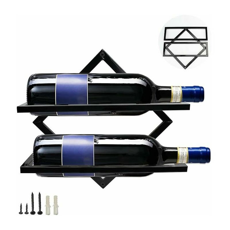 Casier à vin moderne à suspendre - Support mural pour bouteilles - Blanc et  noir