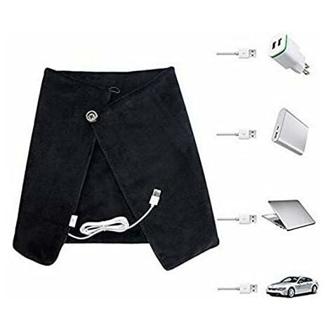 Châle Chauffant USB Portable - 3 Niveaux De Température (35°C-55°C), Taille 150x70 Cm, Matière Douce, Couleur Kaki