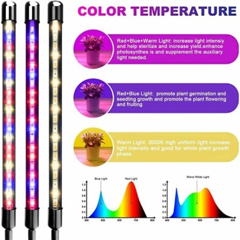 Lampe De Croissance LED à Spectre Complet Avec Support Réglable - 492 LED, Minuterie, 9 Intensités - Pour Plantes D'intérieur