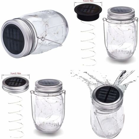3 Pièces Lanternes Solaire Exterieur - 30LED Lampe Solaire Exterieur Jardin, IP65 Imperméable Lanterne Exterieur, Mason Jar Lampe Solaire Suspendues pour Jardin Arbre Terrasse Décoration(Blanc chaud)